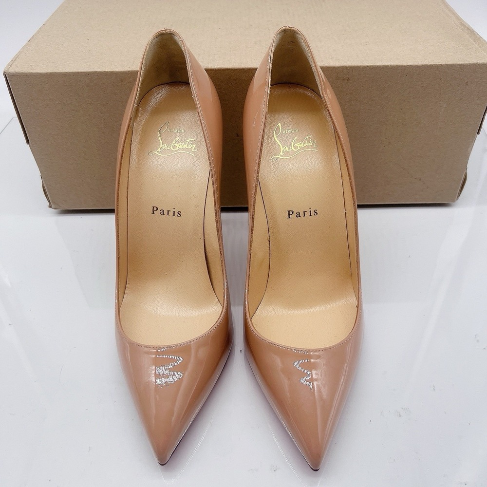 Christian Louboutin Pigalle 100 Women's Heels Pumps Nude Patent Leather EU 38.5 - Picture 13 of 13